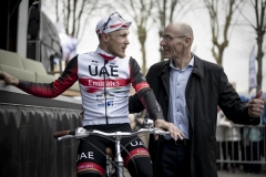 race winner Matteo Trentin (ITA/UAE Emirates) on his brand new traditional bike recieved fro mrace organiser Jean-Luc Vandenbroucke

54th Le Samyn 2022 (BEL)
One day race from Quaregnon to Dour (209km)

©kramon