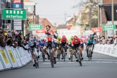 Arnaud De Lie (BEL/Lotto Soudal) wins the bunch sprint against Dries De Bondt (BEL/Alpecin Fenix) and Hugo Hofstetter (FRA/Arkea Samsic)

Exterioo Cycling Cup
11th GP Monseré 2022 (BEL)
One day race from Hooglede to Roeselare 

©rhodephoto